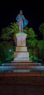 Kagoshima, Kyushu, Japan - November 18, 2024 - Cityscape of Central Kagoshima with many Japanese historic statue on side streets clipart