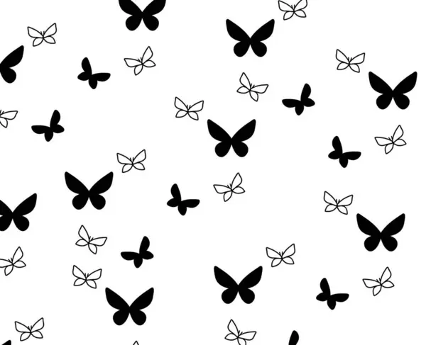Motýli Motýl Hmyz Siluety Vzor Bílém Pozadí — Stock fotografie