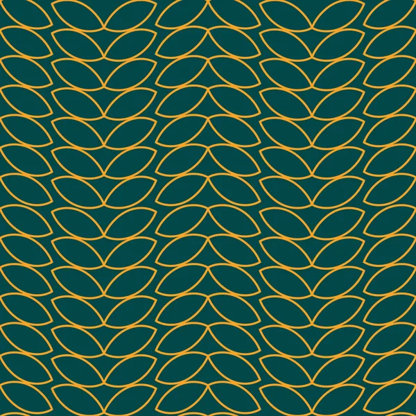 Liście Żółtym Konturem Zielonym Tle Płynny Ładny Wzór Złotymi Liśćmi — Zdjęcie stockowe