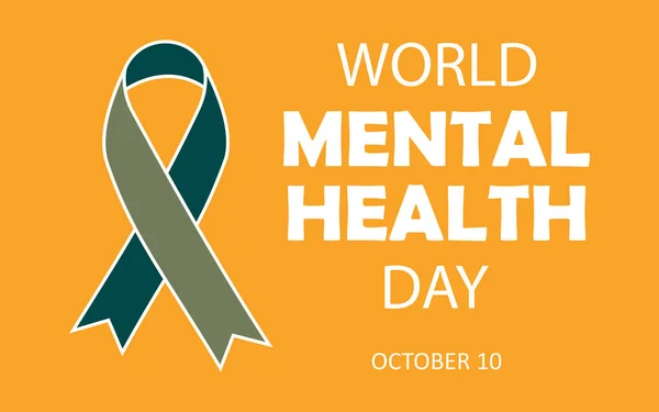 Journée Mondiale Santé Mentale Octobre Ruban Symbolique Vert Soutien Bannière — Photo