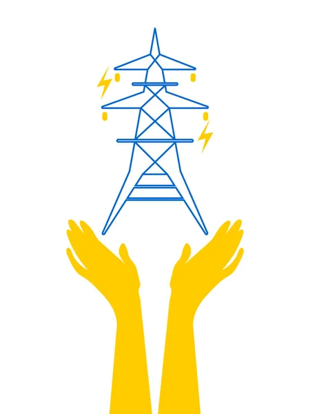 Electricity icon. Electricity transmission, high voltage for info graphics. Saving and maintaining electricity and heat in the house during a shutdown.