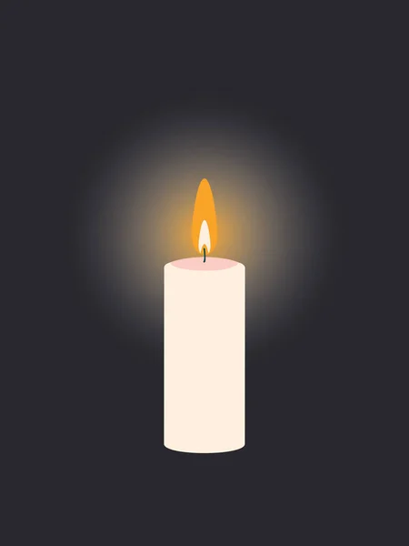 用黑色垂直背景隔离的火焰点燃蜡蜡烛 默哀一分钟和悼念死者的概念 乌克兰没有电 — 图库照片