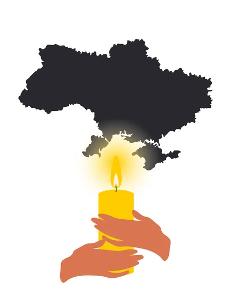 Concepto Ucrania Sin Electricidad Calor 2022 Una Vela Encendida Las — Foto de Stock