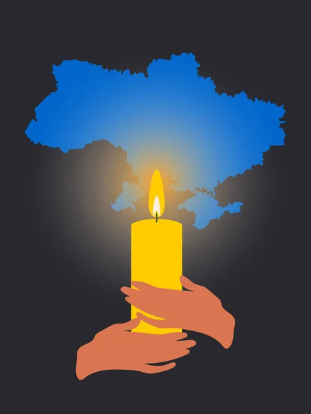 Concepto Ucrania Sin Electricidad Calor 2022 Una Vela Encendida Las — Foto de Stock