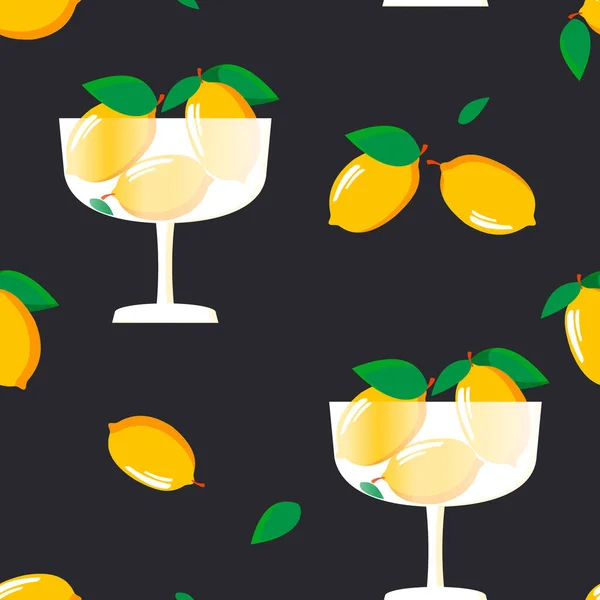Lemons Seamless Cute Pattern Fruit Vase — Stock Photo, Image