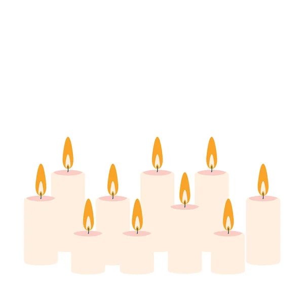 Розовые Свечи Пламя Огня Белом Фоне Плакат Копией Пространства Текста — стоковое фото