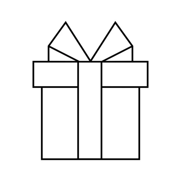Festive Box Ribbon Bow Drawn Black Outline Isolated White Background — Stock Photo, Image