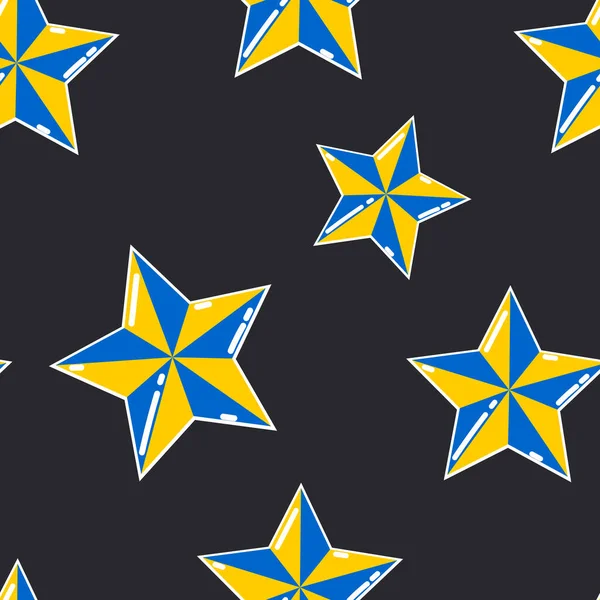 Siyah Arka Planda Yıldızlar Kusursuz Şirin Desen — Stok fotoğraf