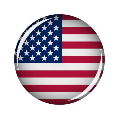 Round volume button with USA flag. Sphere icon isolated on white background. Vector.