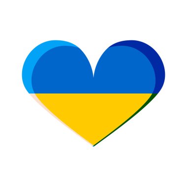 State flag of Ukraine in the shape of a heart. Support and Peace to Ukraine. Vector.