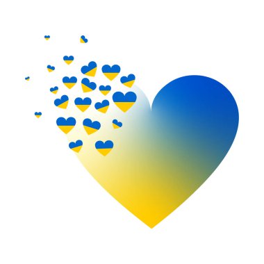 The heart is blue with yellow. Peace to Ukraine. Support for the Ukrainian people with a heart gradient effect on a white background. Vector