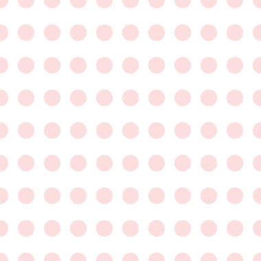 Pink circles on a white background. Seamless simple pattern for decorative textiles, fabrics. Vector.