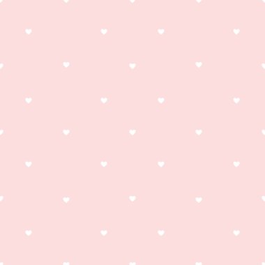 White little hearts against light pink background. Seamless cute pattern. Vector.