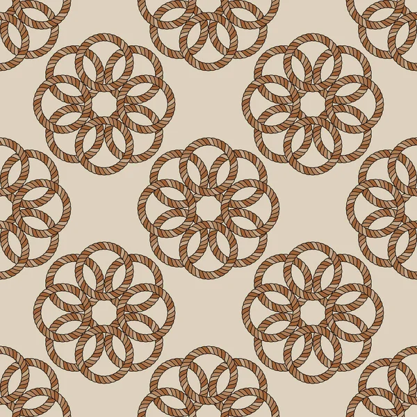 Rope circles form a symmetrical flower. Seamless pattern with abstract flowers for trendy fabrics.