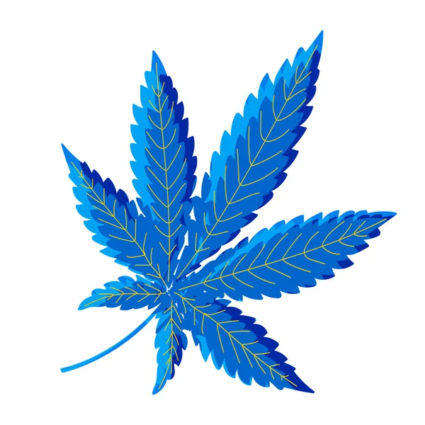 Marijuana Blue Leaf White Background Drawing Narcotic Plant Printing Vector — Image vectorielle