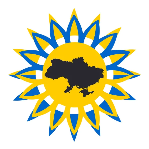 Соняшник Білому Тлі Картою України Всередині Соняшник Став Офіційним Символом — стоковий вектор