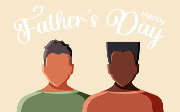 Happy Father Day Modern Postcard Two Men Different Religions Nationalities — ストックベクタ