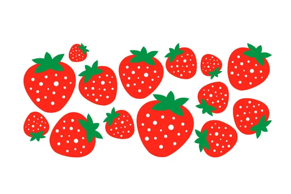 Zusammensetzung Aus Roten Erdbeeren Auf Weißem Hintergrund Netter Sommer Horizontaler — Stockvektor