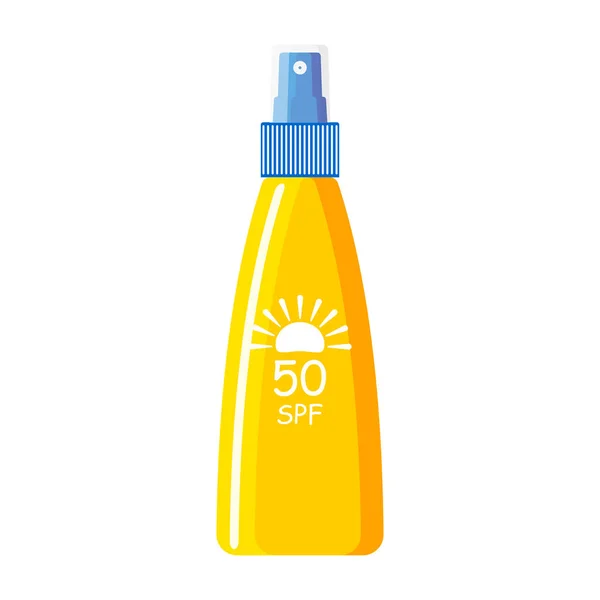 Yellow Tube Blue Cap Spf Sunscreen White Background Cosmetics Protection — Vetor de Stock