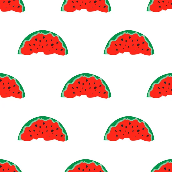 Stukjes Watermeloen Met Zaden Ondersteboven Naadloos Schattig Patroon Voor Modern — Stockvector