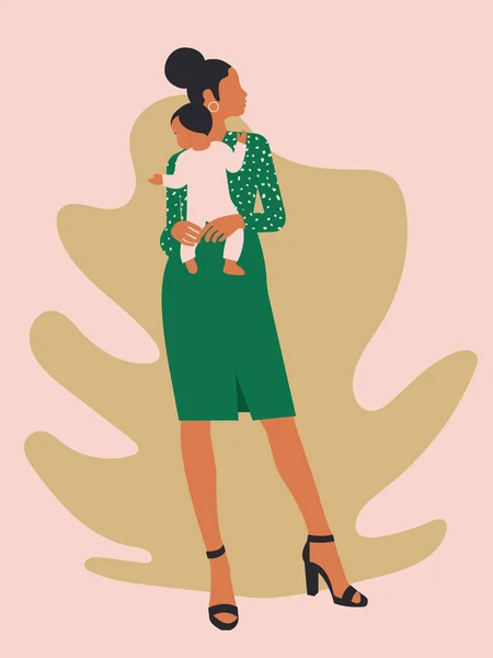 Feliz Tarjeta Felicitación Del Día Madre Mujer Esbelta Moda Pleno — Foto de Stock