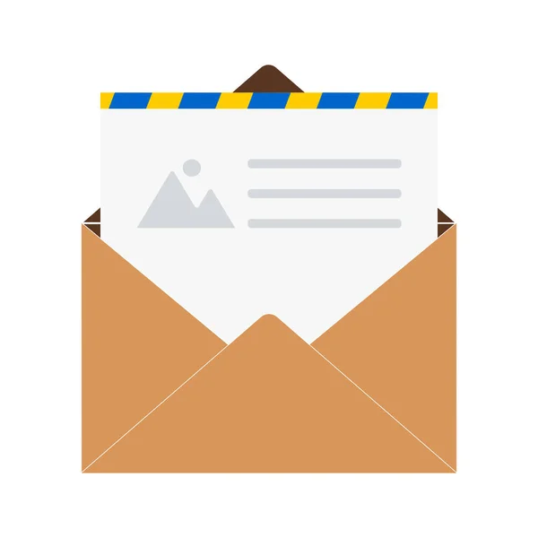 Open Paper Envelope Postcard Letter White Background — Stock Photo, Image