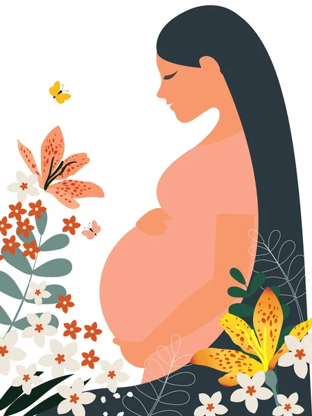 Anneler Günün Kutlu Olsun Pembe Elbiseli Hamile Bir Kadın Bebek — Stok fotoğraf