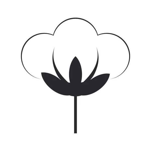 Puszysty Kwiat Bawełny Ikona Symbol Tkanin Naturalnych Izolowany Białym Tle — Zdjęcie stockowe