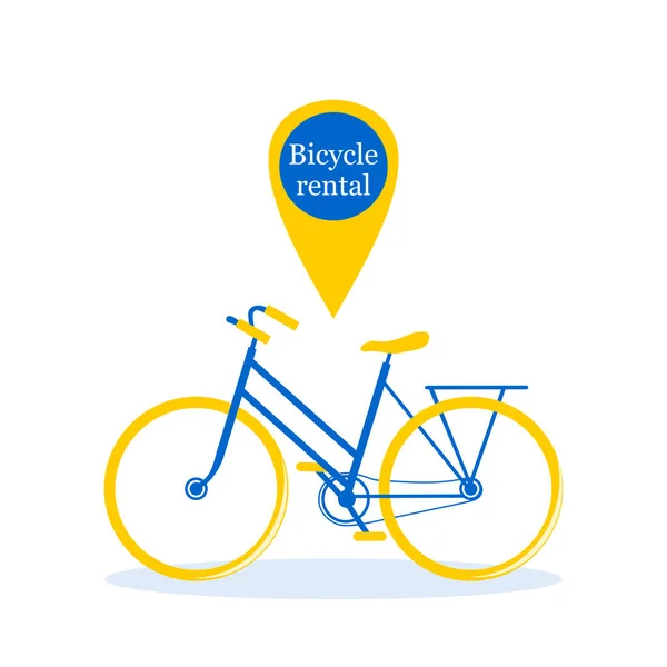 Location Vélos Sol Deux Roues Icône Transport Couleur Bleue Jaune — Image vectorielle