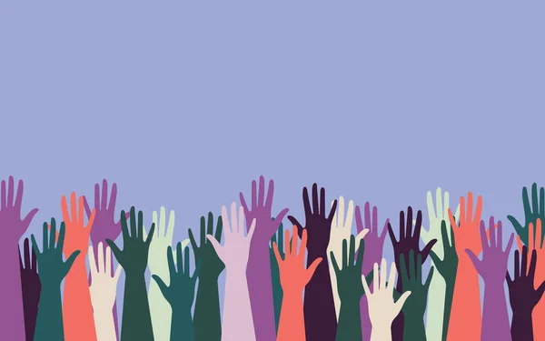 Руки Людей Разных Цветов Кожи Разных Национальностей Вероисповеданий Активисты Феминистки — стоковый вектор