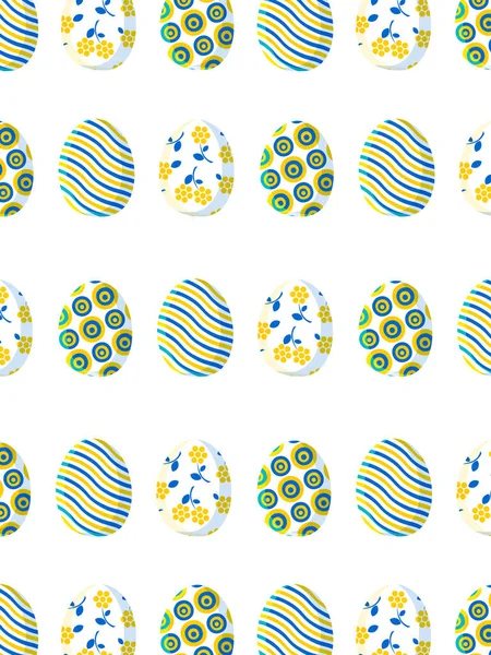 Frohe Ostern Trendiges Vertikales Poster Mit Niedlichen Bunten Eiern Blauen — Stockvektor