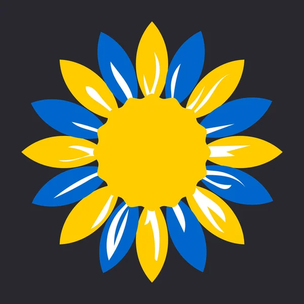 Соняшник Блакитними Жовтими Пелюстками Чорному Тлі Символ Дня Пам Яті — стоковий вектор