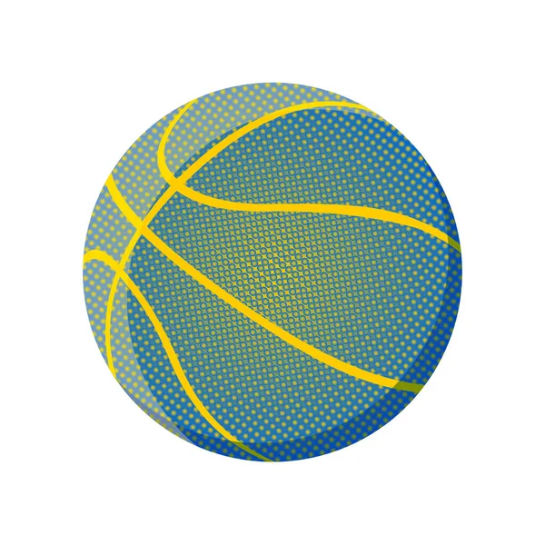 白い背景にスポーツのための黄色のボールとバスケットボールブルー ベクトル — ストックベクタ