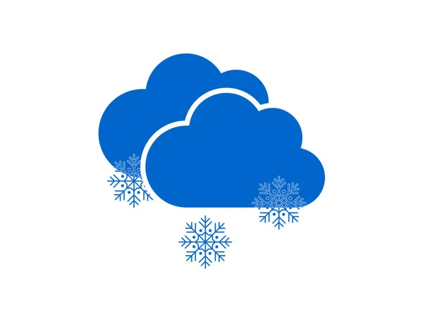 蓝云和雪花覆盖在白色的背景上 冬季降雪时的现代天气预报设计 冻结符号横向海报 — 图库矢量图片