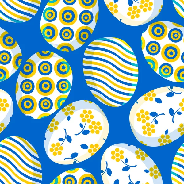 Ostern Stilvolles Trendiges Nahtloses Muster Mit Niedlich Bemalten Eiern Einem — Stockvektor