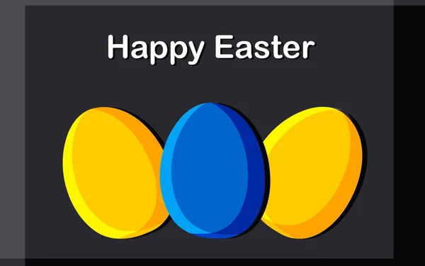 Gelbe Und Blaue Eier Auf Schwarzem Hintergrund Frühlingsferien Frohe Ostern — Stockvektor