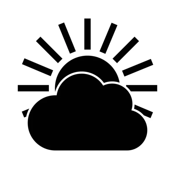 Nube Sol Icono Pronóstico Del Tiempo Negro Aislado Sobre Fondo — Vector de stock