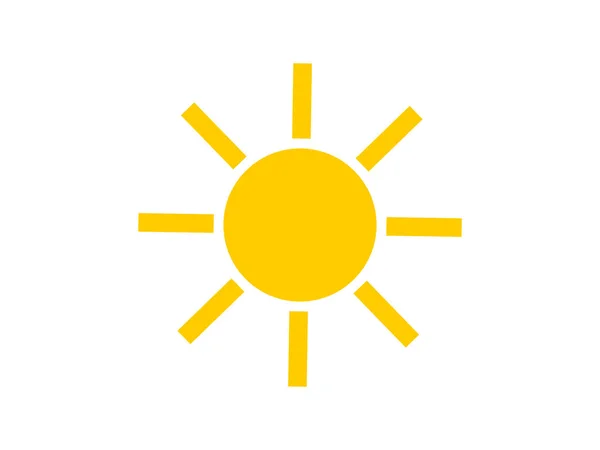 黄色い太陽 暖かいと暑い天気予報のアイコンは白い背景に隔離されています ベクトル — ストックベクタ