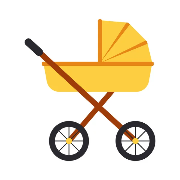 Baby Żółty Wózek Transformator Izolowany Białym Tle Chodzenia Transportu Noworodka — Zdjęcie stockowe
