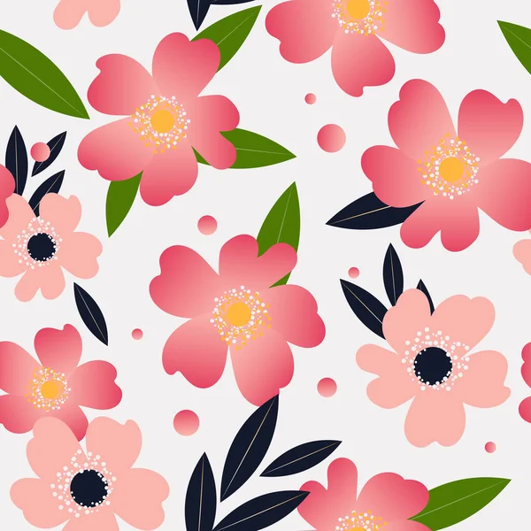 Wild Rose Seamless Pattern Rosehip Flowers Soft Pink Light Gray — Stock Photo, Image
