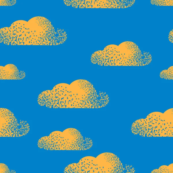 Seamless Pattern Yellow Clouds Blue Background Printing Fabrics Textiles — Stock Photo, Image