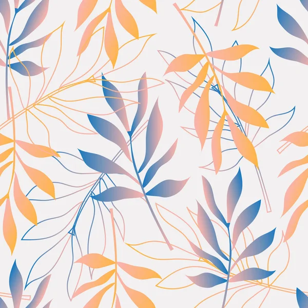 Moderne Tropische Bladeren Geel Blauw Verloop Een Witte Achtergrond Creëren — Stockfoto