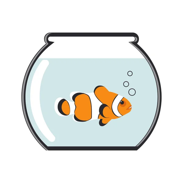 Clownfiskar Simmar Ett Akvarium Med Vatten Isolerat Vit Bakgrund — Stockfoto