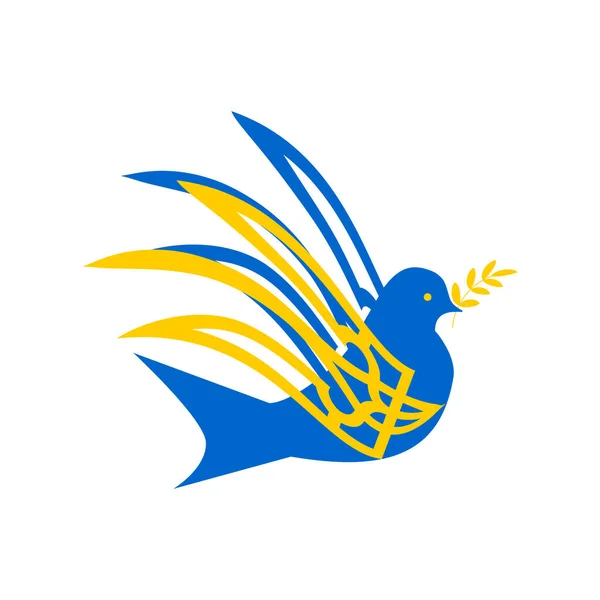 乌克兰国旗的民族色彩中的和平之歌 这只鸟被白色的背景隔开了 — 图库矢量图片