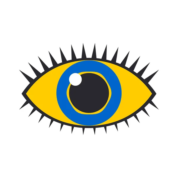 Sarı Mavi Renkli Düz Dizayn Tarzında Bir Göz Kem Gözlerden — Stok Vektör