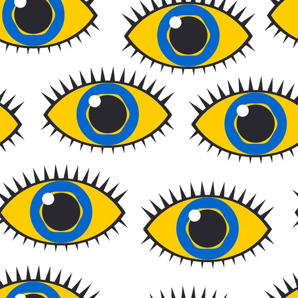 Eye Flat Design Style Yellow Blue Color Modern Print Fashion — Stock Vector
