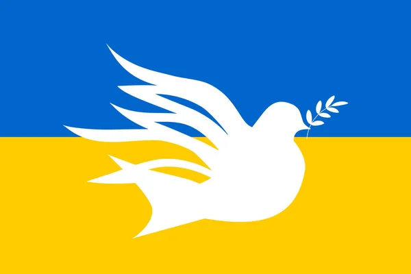 Голуб Миру Тлі Українського Прапора Символ Миру Свободи Припиніть Світову — стоковий вектор