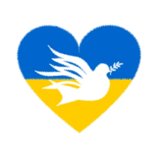Colomba Pace Sullo Sfondo Della Bandiera Ucraina Simbolo Pace Libertà — Vettoriale Stock