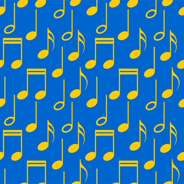 青と黄色の音符 装飾枕 生地のためのシームレスなかわいいパターン ベクトル — ストックベクタ