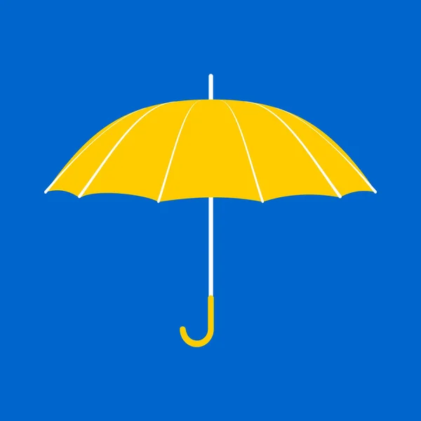 Yellow Umbrella Long Handle Blue Background Accessory Bad Wet Weather — Stock Vector